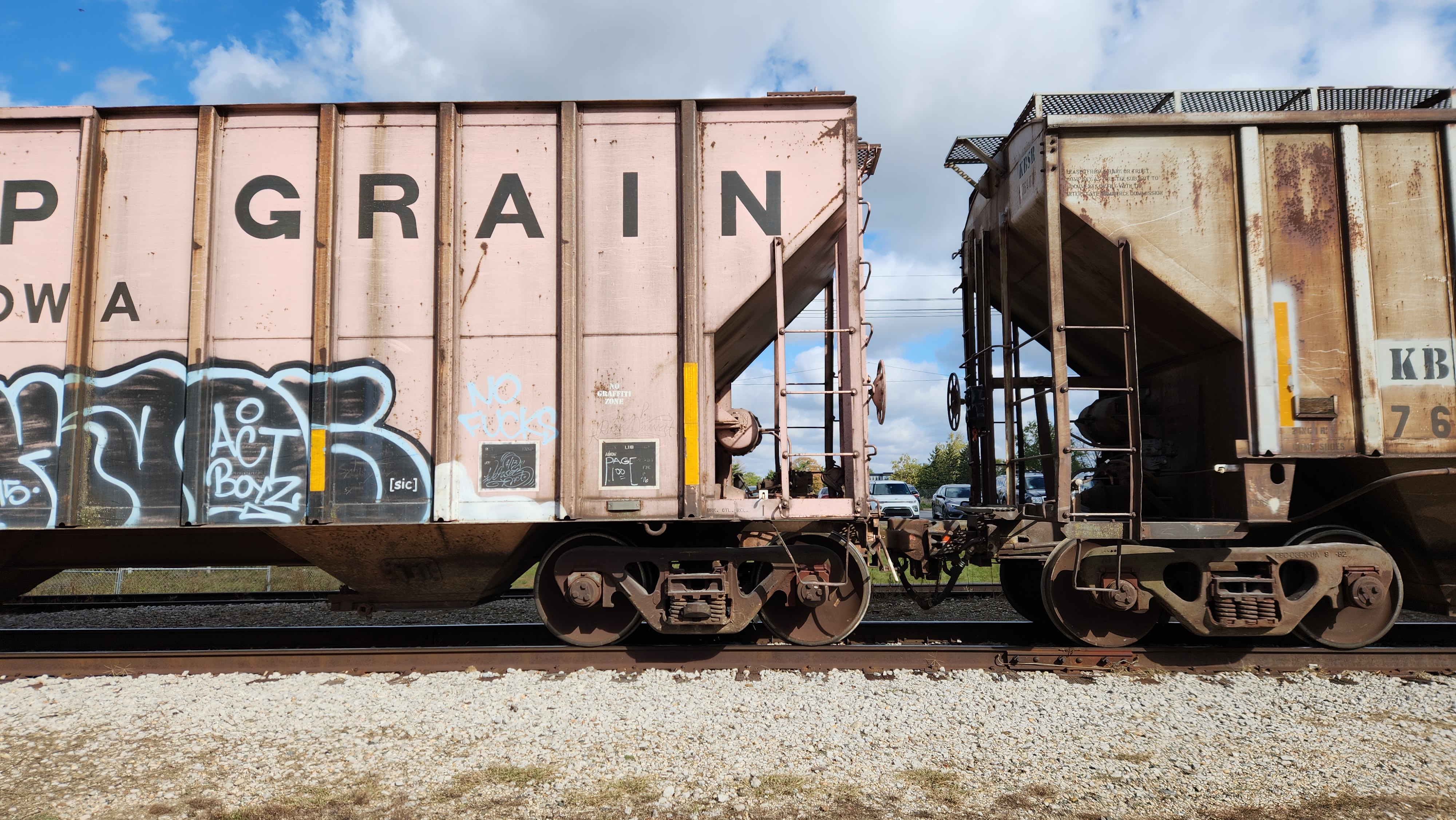 Old grain car wheel weathering